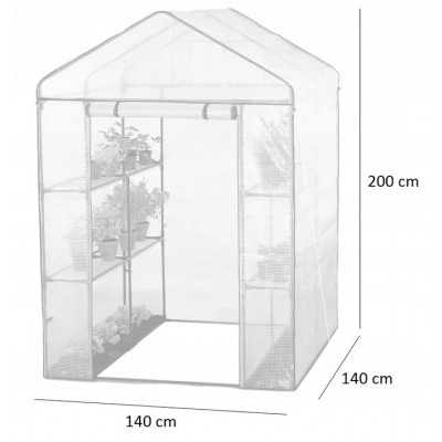 ALDOTRADE Zahradní fóliovník s policemi 140x140x200cm bílý